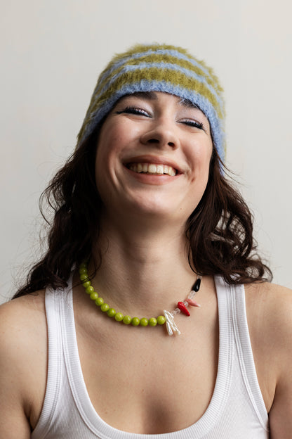 Stripe Beanie – Green/Blue
