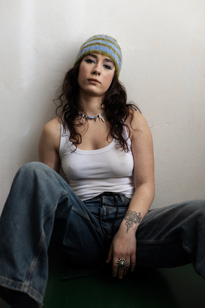 Stripe Beanie – Blue/Green