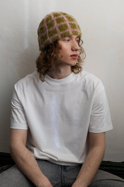 Grid Beanie – Pink/Green
