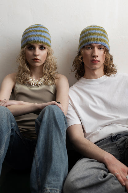 Stripe Beanie – Blue/Green