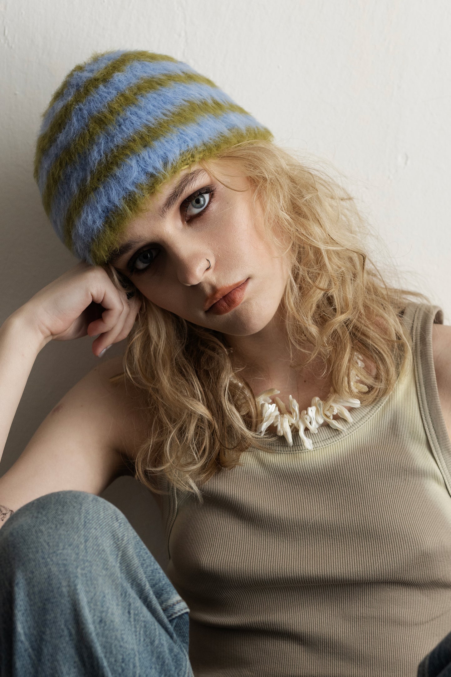 Stripe Beanie – Blue/Green