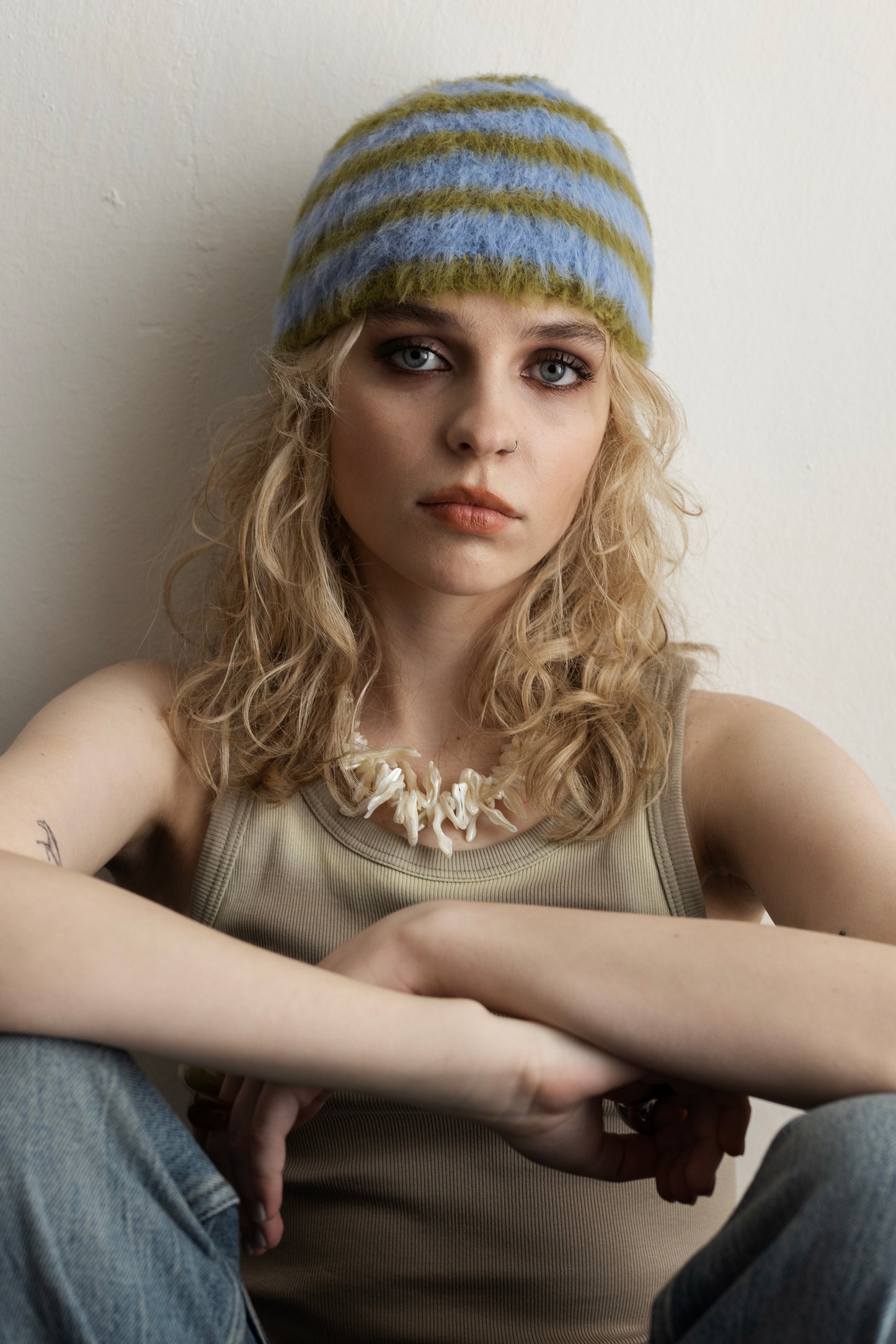 Stripe Beanie – Blue/Green