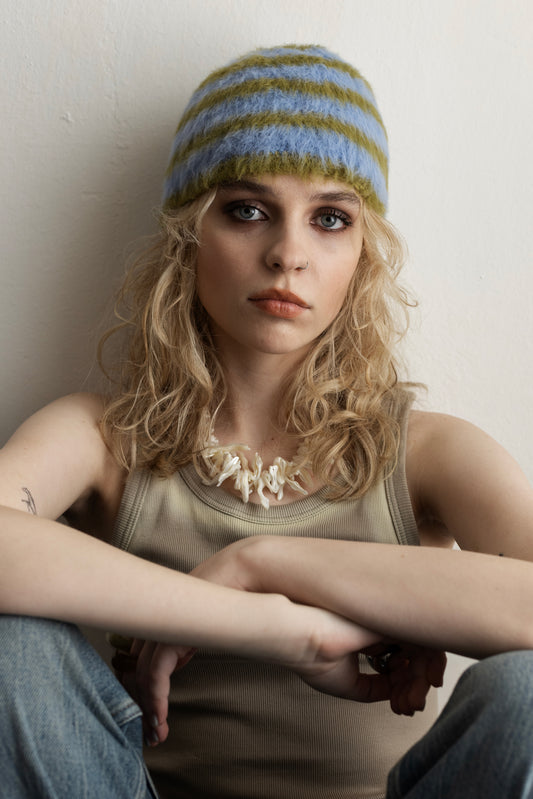 Stripe Beanie – Blue/Green
