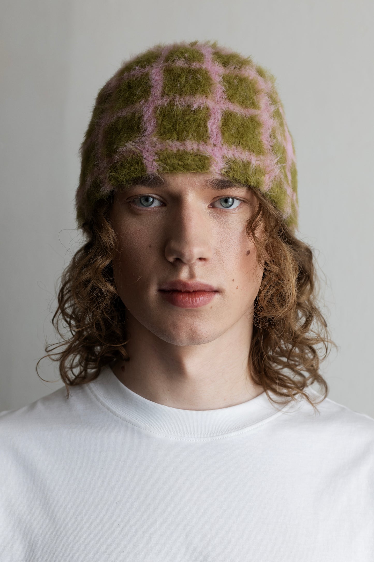 Grid Beanie – Pink/Green