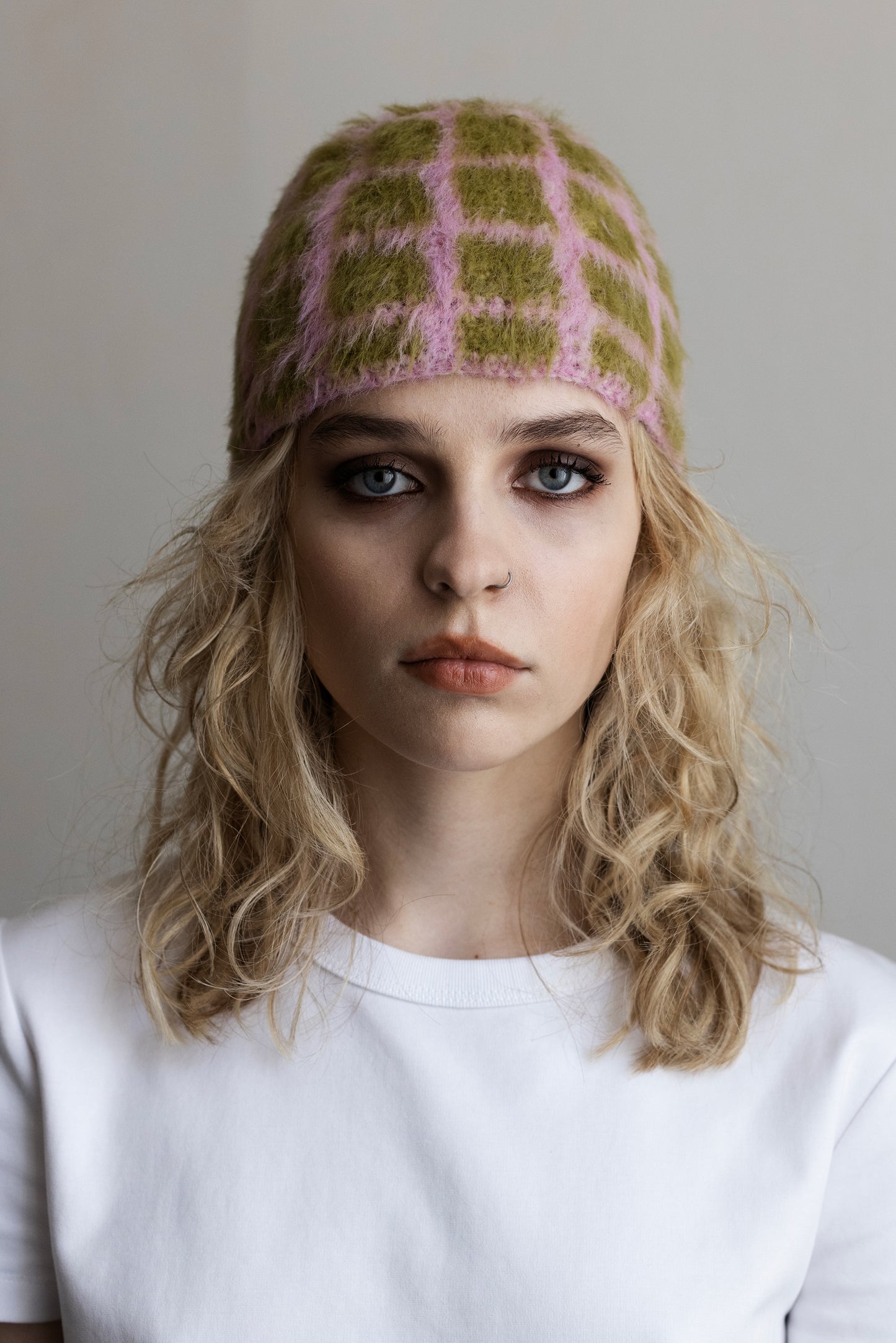 Grid Beanie – Pink/Green