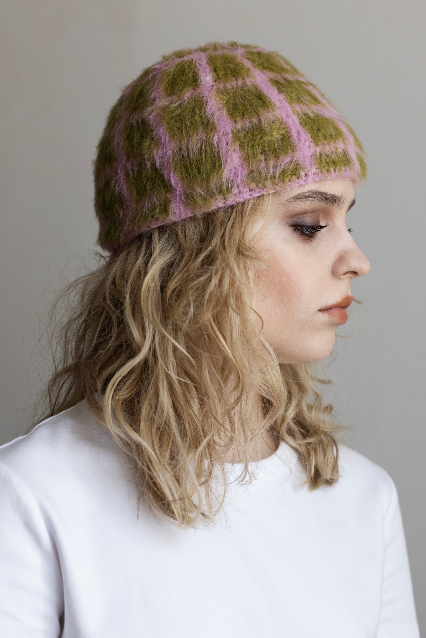 Grid Beanie – Pink/Green