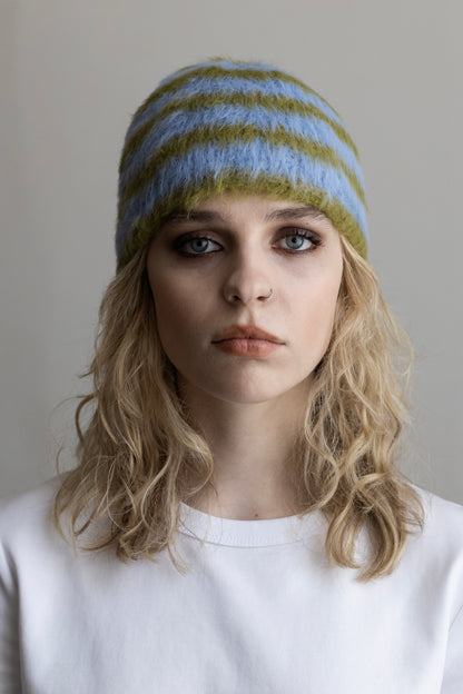 Stripe Beanie – Blue/Green