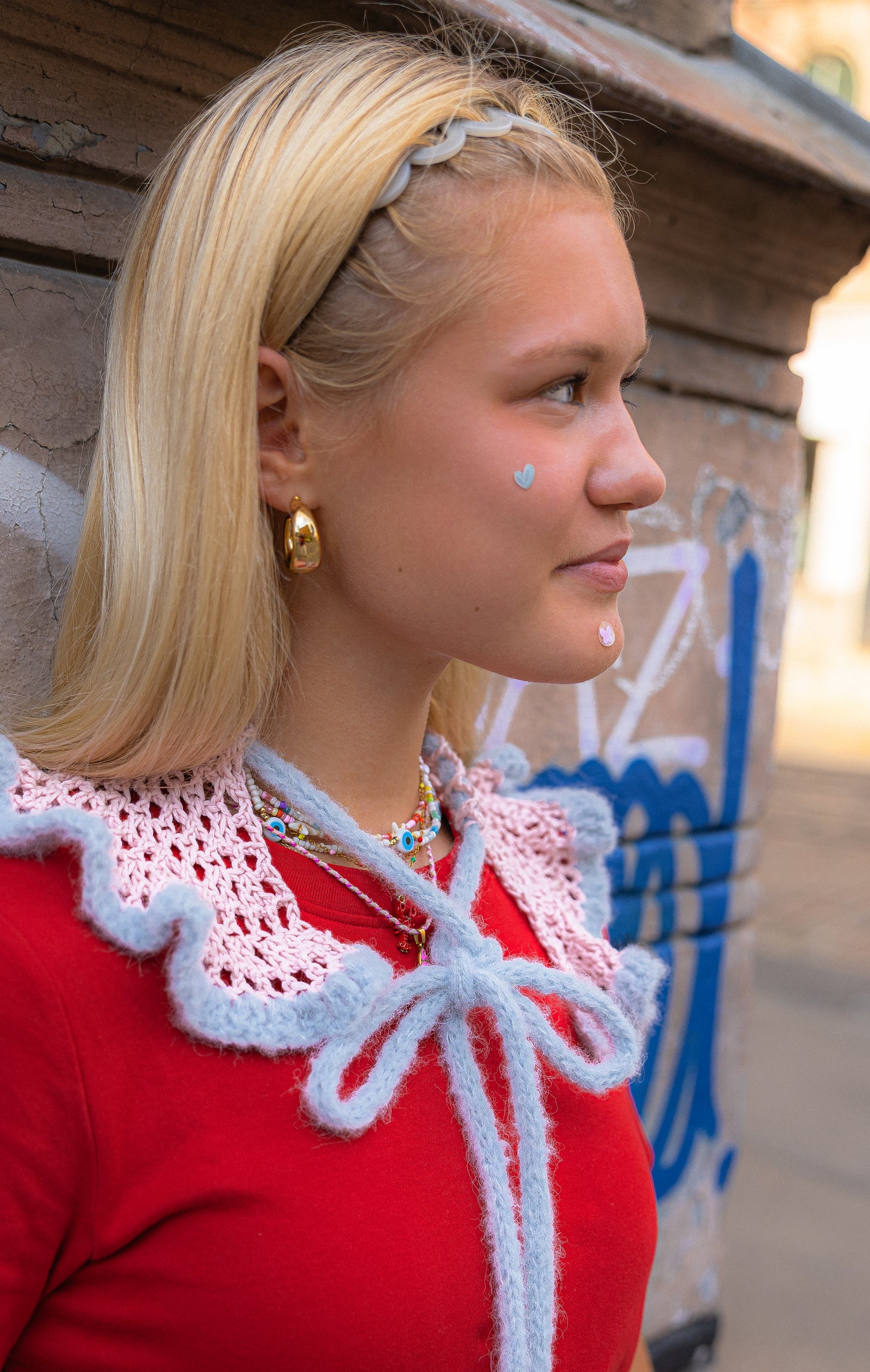 Lollipop Collar / Pink & Light Blue